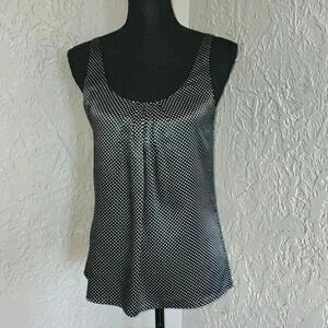 New York and company tank top polka dot black and white satin